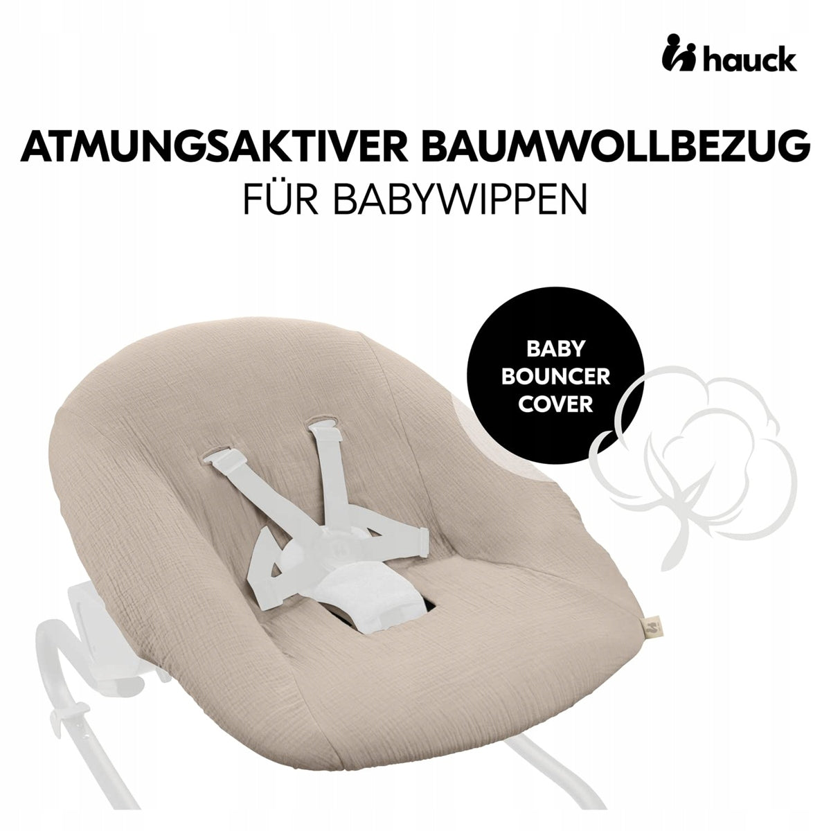 HAUCK pokrowiec na bujaczek Alpha Bouncer Premium / Deluxe / 2-in-1 – beżowy pranie w temperaturze 30° C – zdjęcie 2