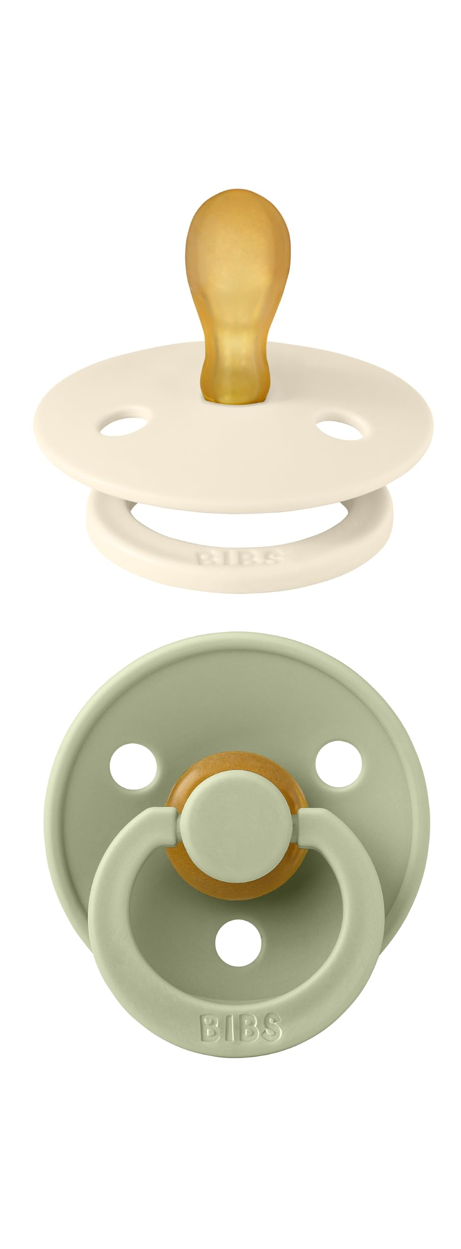 BIBS COLOUR smoczki uspokajające 2pack kauczuk 18 msc+ w kolorze zielonym i kremowym