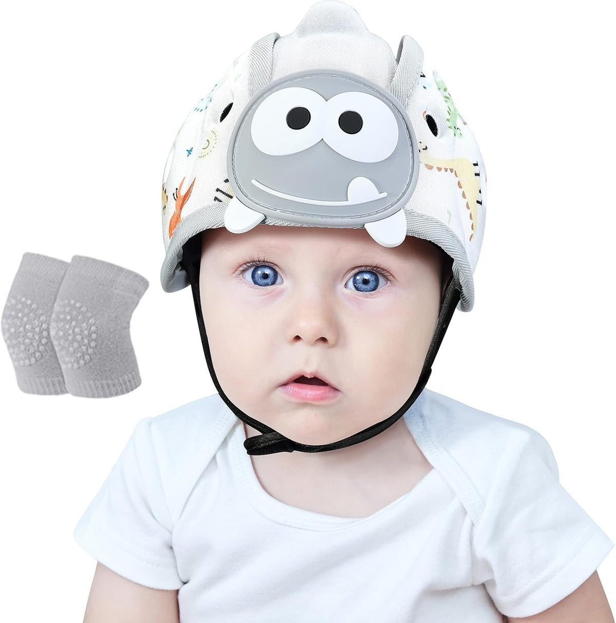 ORZBOW casque de protection pour l’apprentissage de la marche 40-48 cm DINO + protège-genoux