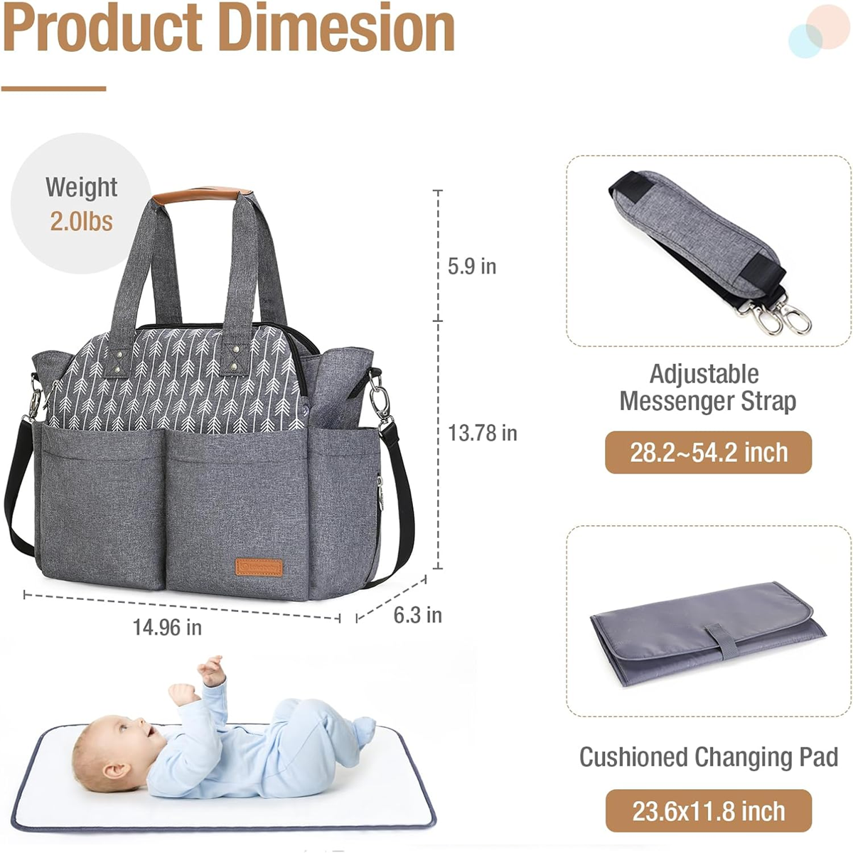 LEKEBABY sac pour poussette + matelas à langer