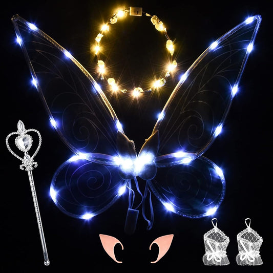 FORMIZON ailes de fée avec LED + baguette couronne oreilles 46 x 65 cm