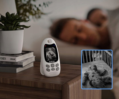 BOIFUN VB610 niania elektroniczna 2" VOX, biało-czarny monitor 2" z kamerą i podglądem dziecka