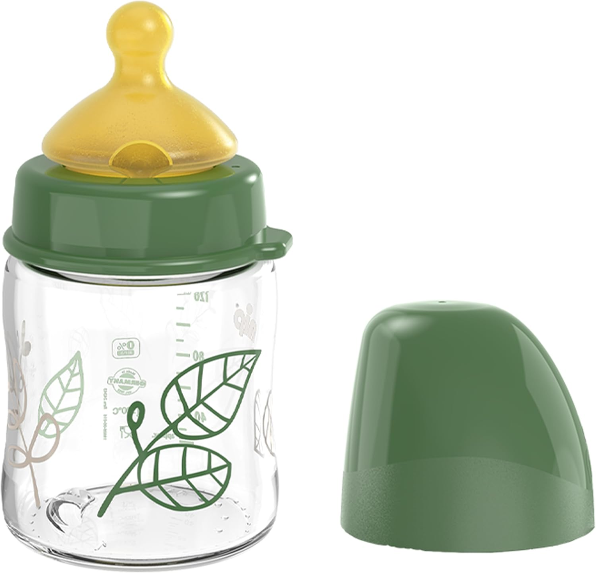 NIP Cherry Green szklana butelka z lateksowym smoczkiem rozmiar S 120 ml