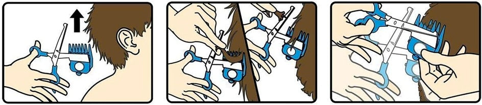 CALMING CLIPPER nożyczki do włosów + 9 grzebieni prowadzących i fartuch