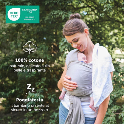 LALENI eșarfă elastică pentru purtarea bebelușului până la 15kg