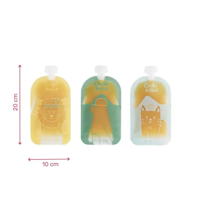 BADABULLE saszetki tubki na przeciery musy 15szt. wielokrotnego użytku 150 ml, BPA free, z podziałką