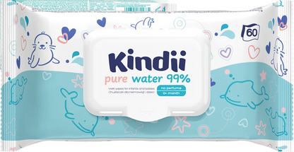 KINDII Pure Water 99 lingettes humides à l'eau x60