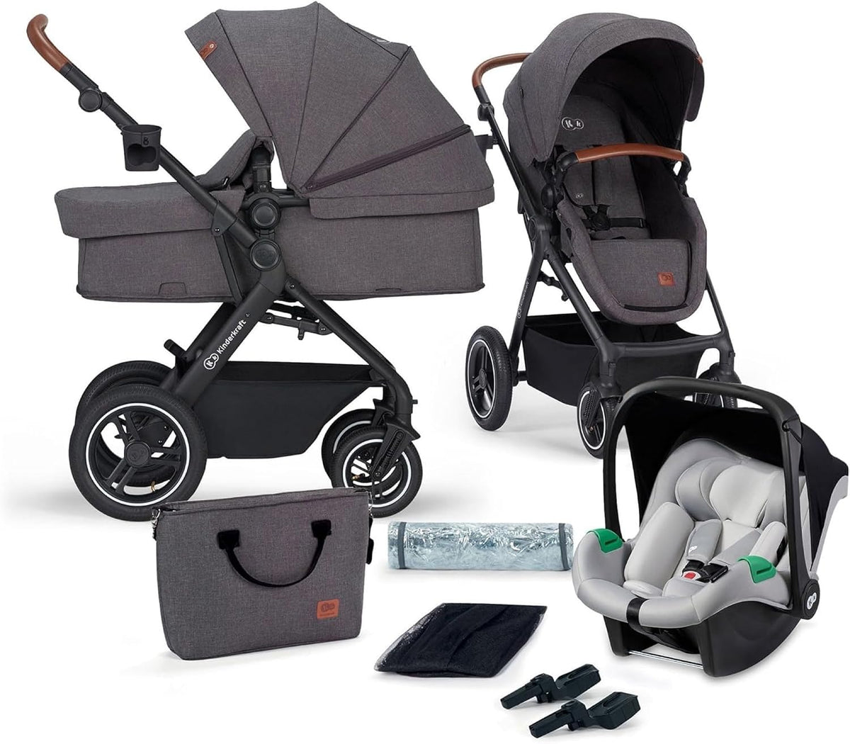 KINDERKRAFT B-TOUR poussette multifonction 3-en-1 jusqu'à 22kg + siège auto MINK PRO