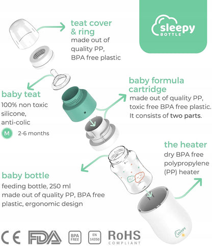 SLEEPY BOTTLE zestaw startowy podgrzewacz z butelk