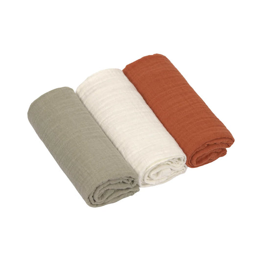 LASSIG langes en mousseline 60x60cm x3 COTON BIOLOGIQUE
