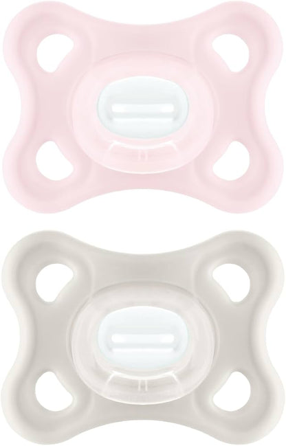 MAM Comfort smoczek uspokajający silikonowy 3-12m, różowy i beżowy, 100% silikon, lekki i przyjazny karmieniu piersią