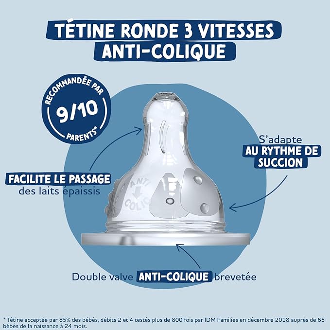 DODIE tétines de biberon x4 taille 3 âge 6 mois+ anti-colique