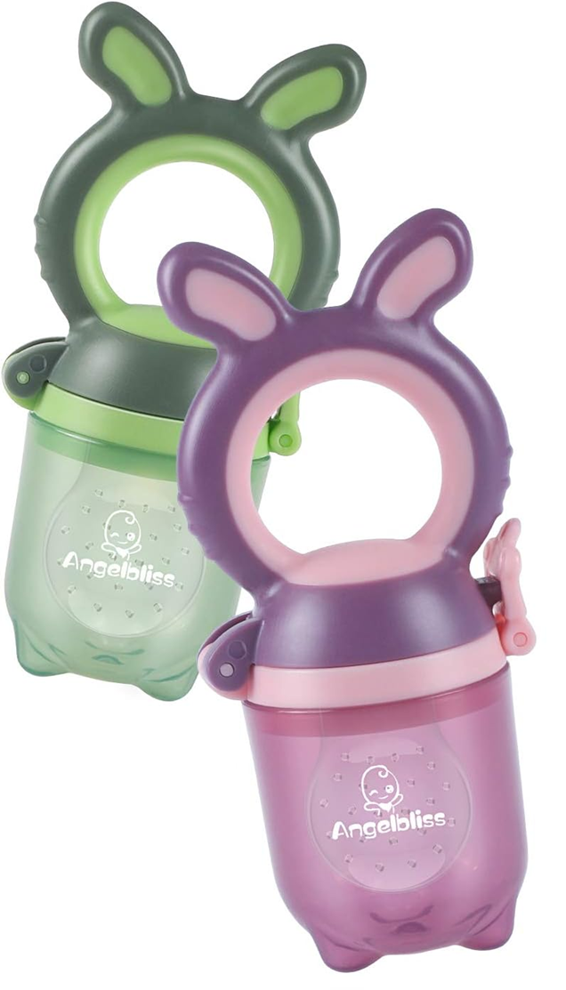 ANGELBLISS anneau de dentition distributeur de fruits pour bébés 3-12m 2 pièces 6 embouts