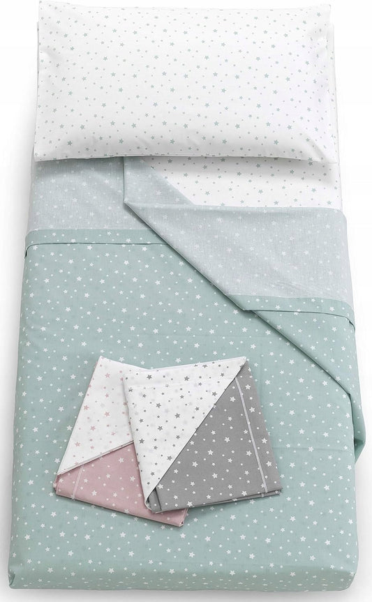 ITALBABY komplet pościeli 3częściowy, bawełna włoska, wzór gwiazdki, 120x180 cm