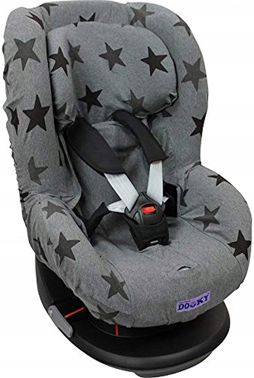 DOOKY SEAT COVER 1 pokrowiec na fotelik UNIWERSALN, szary pokrowiec w gwiazdki na fotelik grupy 1