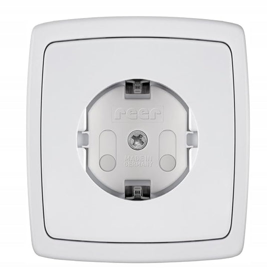 REER zabezpieczenie przed dziećmi do gniazd elektrycznych x1 białe, bezpieczna osłona gniazdka ABS BPA free
