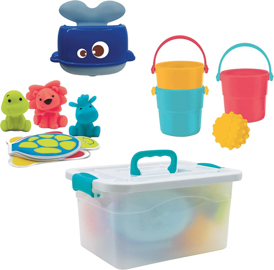 LUDI ensemble de jouets de bain 9 pièces + boîte avec poignée