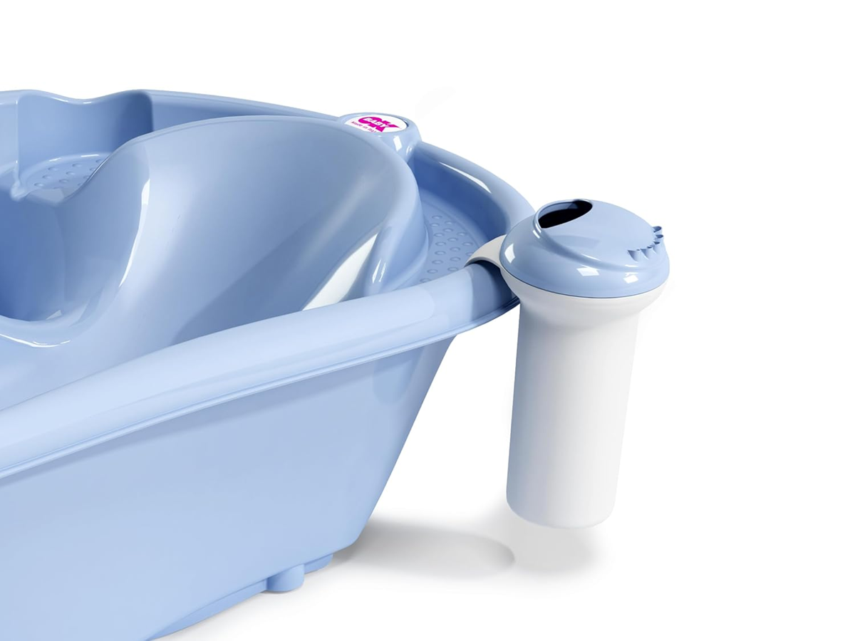 OKBABY Splash pojemnik do spłukiwania włosów dziecka 500 ml, błękitno-biały, praktyczny kubek do kąpieli