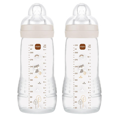MAM Easy Active zestaw butelek 2x 330 ml 4 m+ smoczek 2 LIS, butelki dla niemowląt z liskiem