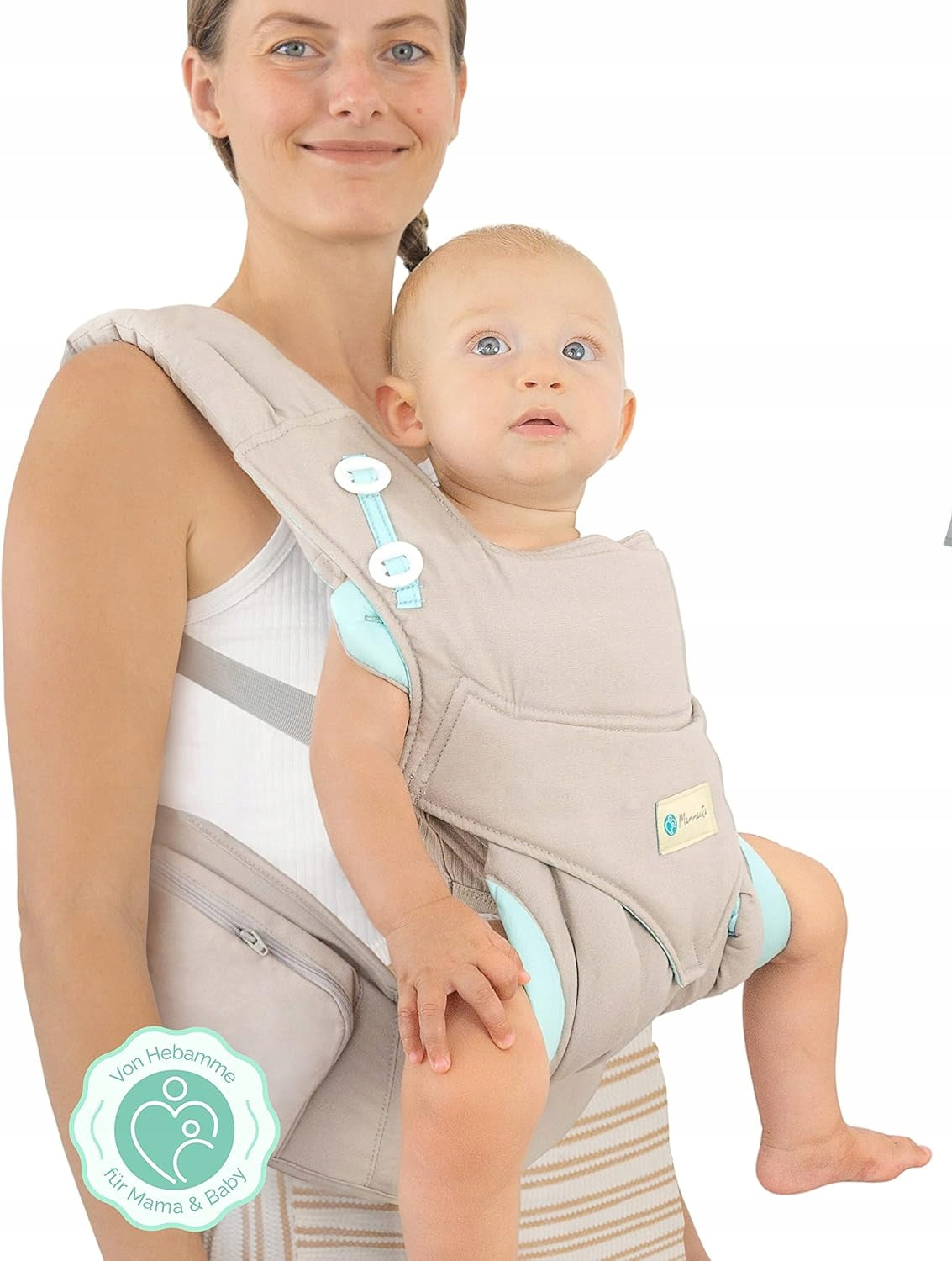 MAMMACITA nosidełko ergonomiczne do 20 kg, błękitne nosidło miękkie dla noworodka i niemowlęcia, wygodne i bezpieczne