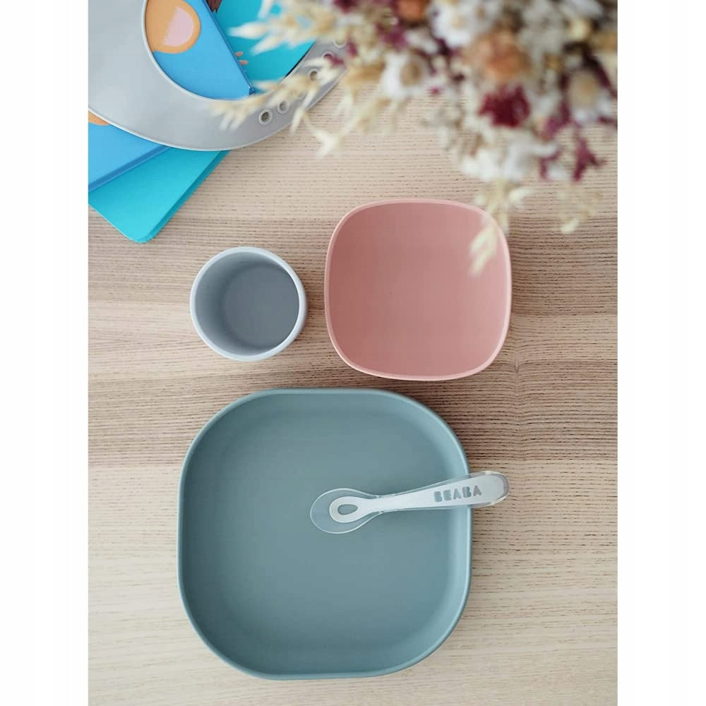 BEABA set de vaisselle en silicone avec ventouse 4 pièces.