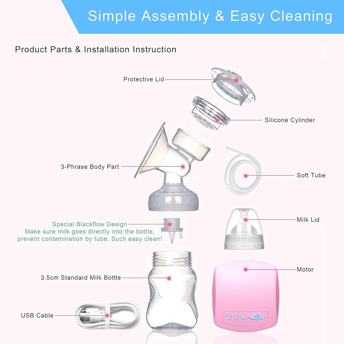 YABTF tire-lait électrique sans fil BPA FREE