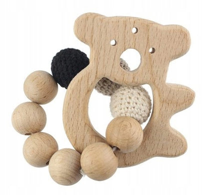 DREWNIANY GRYZAK koala - drewniany gryzak dla dziecka z koralikami, I LOVE MOM, nowy, uszkodzone opakowanie