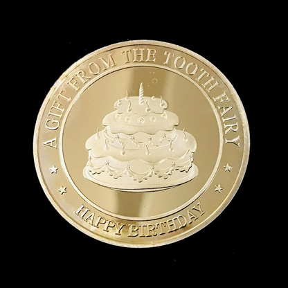 BRADOC Wróżka Zębuszka pozłacana metalowa moneta pod poduszkę 4 cm TORT – zdjęcie produktu 2