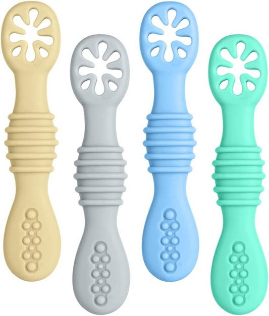 VICLOON ensemble de cuillères en silicone pour aliments solides, 4 pièces, 11 cm
