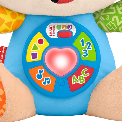 FISHER-PRICE JFD27 szczeniaczek uczniaczek 5 języków PL CZ SK HU ENG z podświetlanym serduszkiem i edukacyjnymi przyciskami