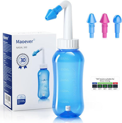 MAOEVER Nasal 300 irrigateur nasal pour enfants et adultes 3 embouts 300 ml