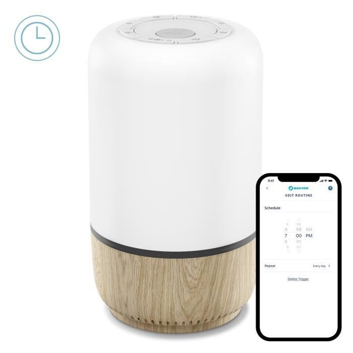 MAXI-COSI Soothe lampka nocna LED z głośnikiem aplikacja Connected Home