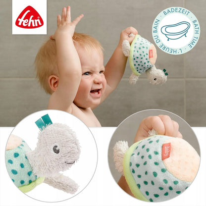 FEHN gąbka do mycia zabawka do kąpieli ŻÓŁW 14 cm 0+ miękka zabawka do wanny dla niemowląt