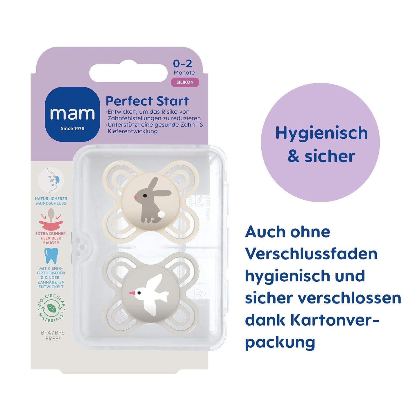 MAM Perfect Start smoczek uspokajający silikonowy 0-2m x2 – zdjęcie produktu 3