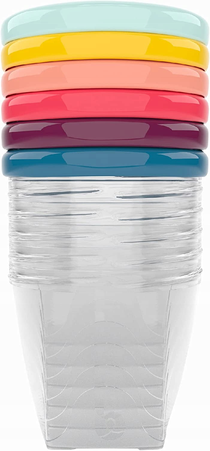 BABYMOOV Babybols pojemniki 6 x 250 ml, pastelowe pojemniki transparentne z hermetycznym zamknięciem