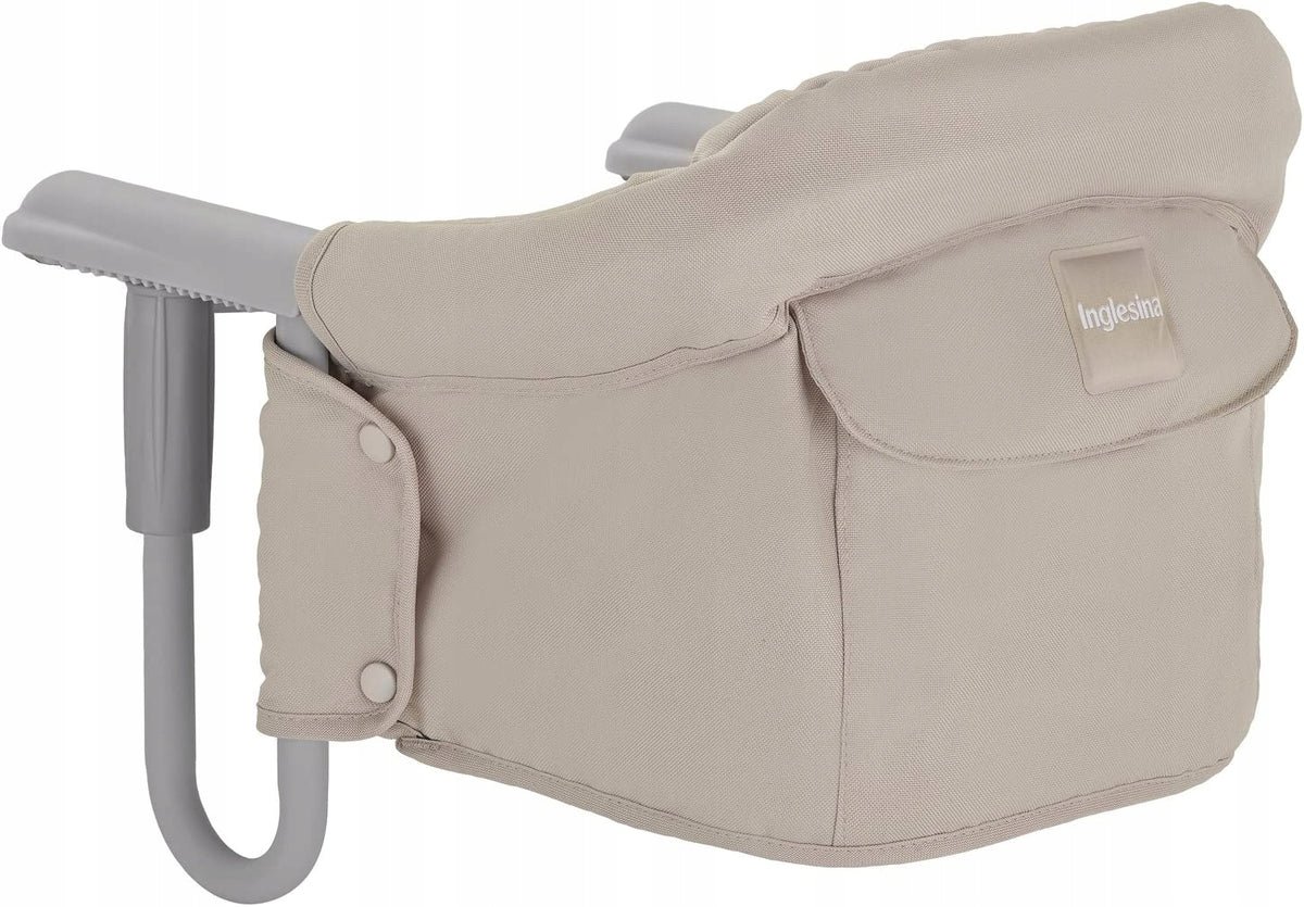 INGLESINA krzesełko turystyczne mocowane do stołu, beżowe, z kieszonką i pasami bezpieczeństwa