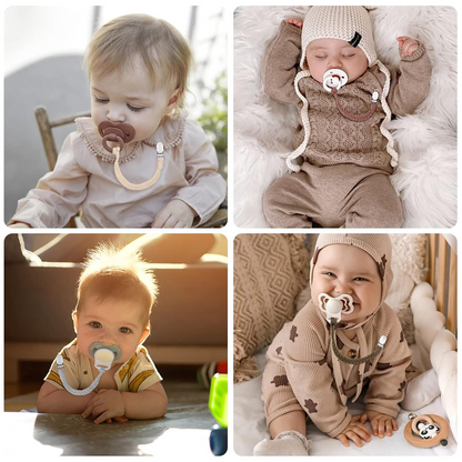 ANNHAO chaîne en coton pour tétine avec clip 22 cm BEIGE