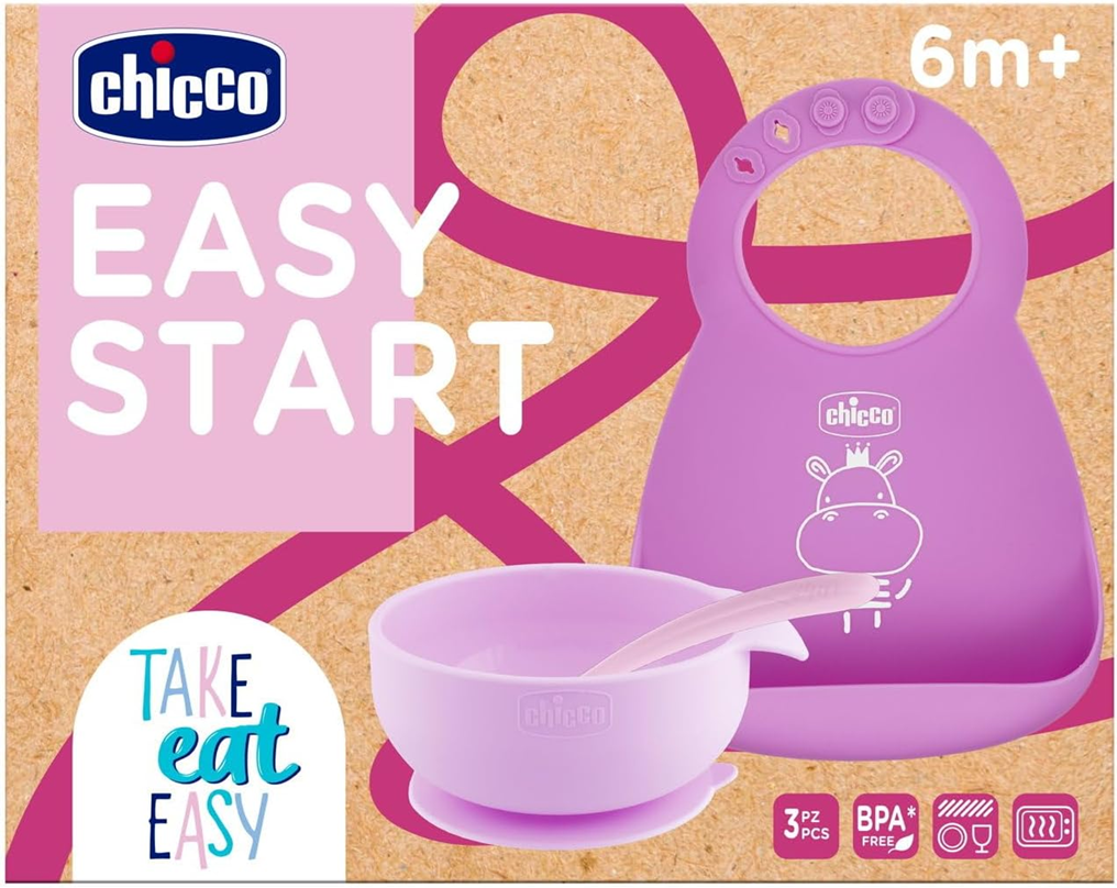 CHICCO set EASY START bol ventouse cuillère bavoir 6mois+
