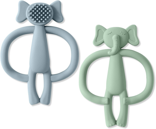 VICLOON anneaux de dentition en silicone massants 3 m+ ÉLÉPHANTS 2 pièces