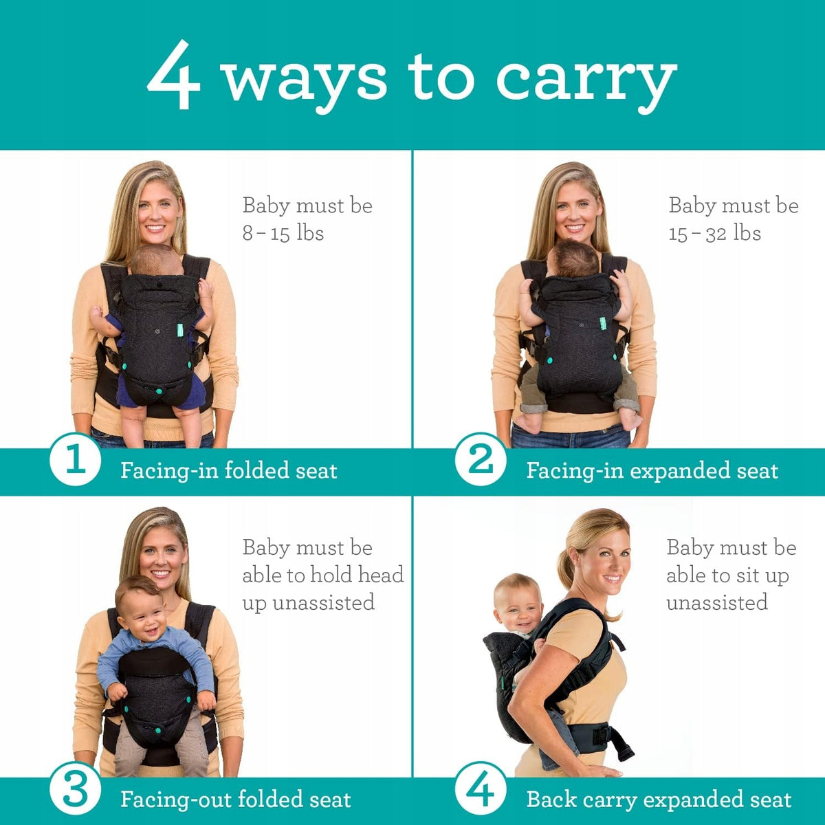 INFANTINO FLIP 4w1 nosidełko ergonomiczne 3,5 - 14,5 kg