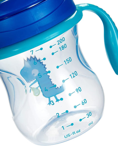 CHICCO zestaw naczyń 6msc+ - kubek treningowy z miarką, niebieski, 200 ml, BPA free
