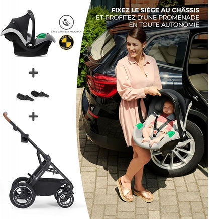 KINDERKRAFT B-TOUR poussette multifonction 3-en-1 jusqu'à 22kg + siège auto MINK PRO