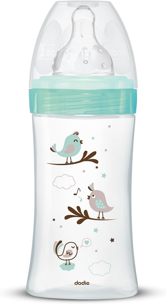 DODIE sticlă de sticlă 270 ml 0-6 luni tetină 2 debit mediu