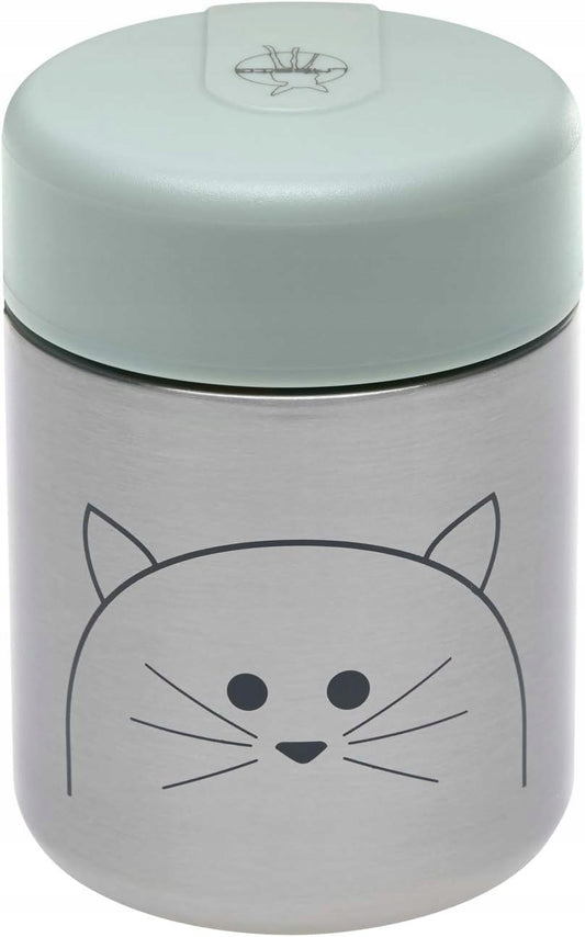 LASSIG Food Jar TERMOS OBIADOWY stal nierdzewna 315 ml zielony z motywem kota