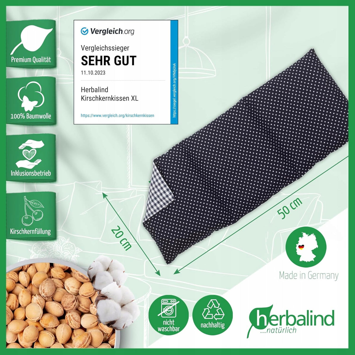 HERBALIND thermofor met kersenpitten XL 900g 50x20cm