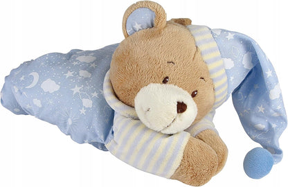 SMALL FOOT pluszowa przytulanka z pozytywką MIŚ NILS 21 cm, niebiesko-brązowy miś do snu dla dzieci 0+