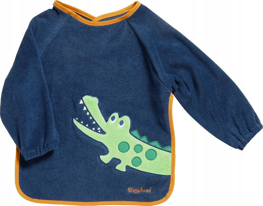 PLAYSHOES śliniak z rękawami fartuszek 9m+ z motywem krokodyla, bawełniany ochraniacz do jedzenia dla niemowląt