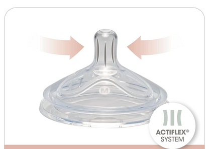 NIP First Moment butelka ze smoczkiem rozmiar M średni przepływ 270 ml ACTIFLEX