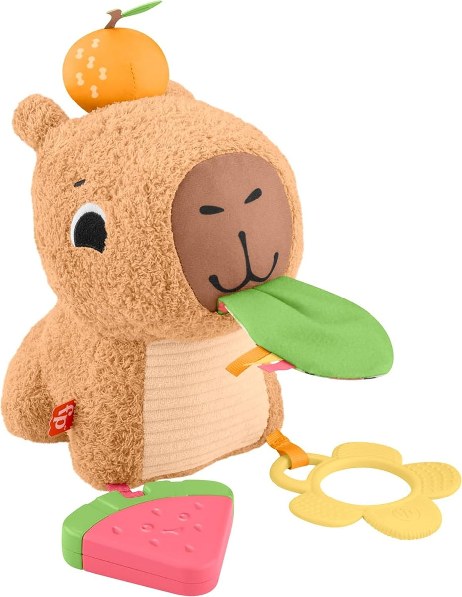FISHER-PRICE capybara sensorielle en peluche avec anneau de dentition et hochet 23,5 cm