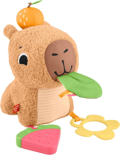 FISHER-PRICE capybara sensorielle en peluche avec anneau de dentition et hochet 23,5 cm